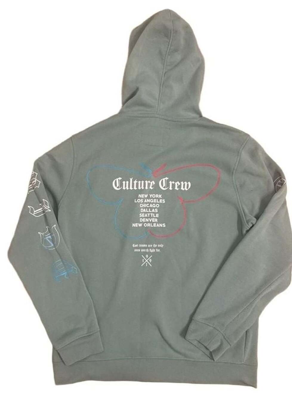 Culture Crew Moth Graphic Hoodie Green Pullover Streetwear World Wide Large Fall - Picture 9 of 12
